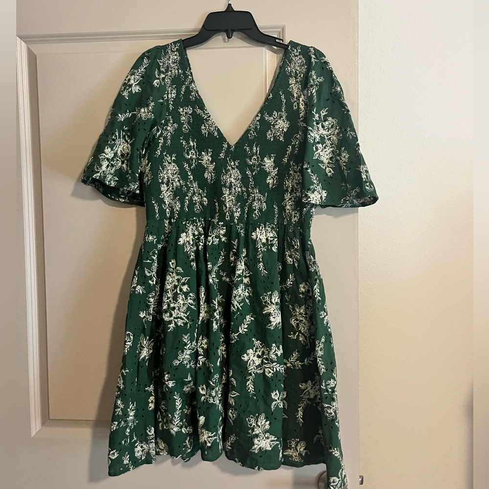 American Eagle Outfitters Green Smocked Dress